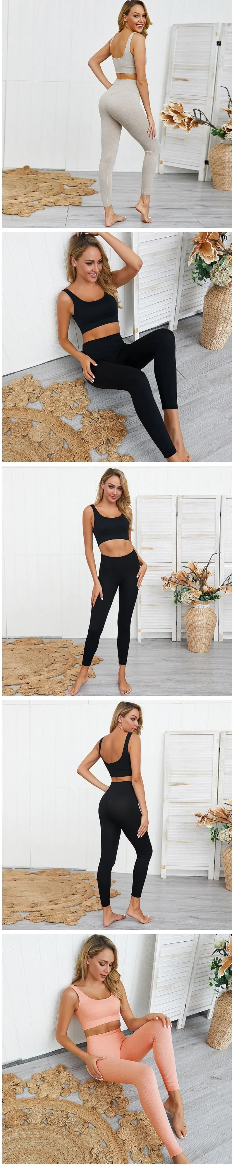 2 Pieces Seamless Fitness Yoga Suit Gym Push Up Clothes Workout Sport Set Padded Sports Bra High Waist Legging Sportswear