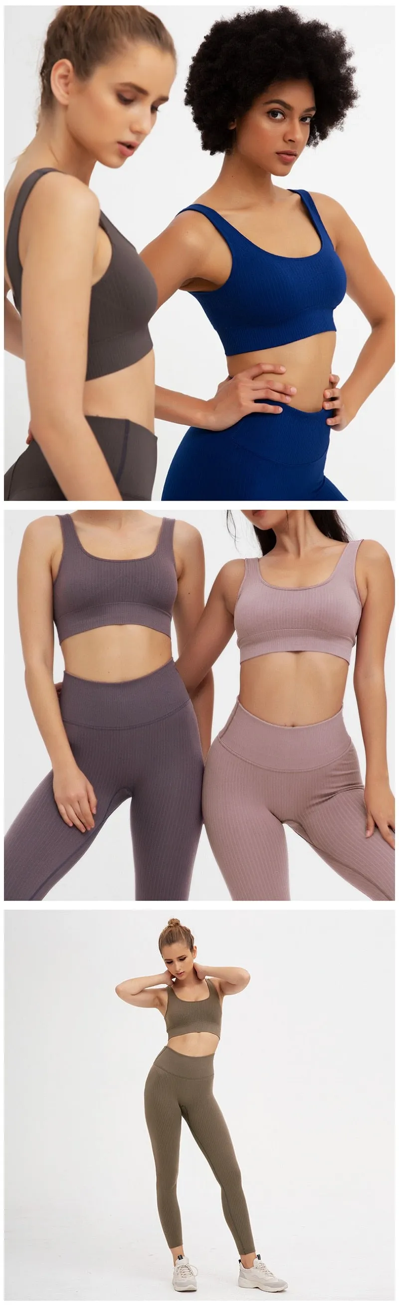 2 Pieces Seamless Fitness Yoga Suit Gym Push Up Clothes Workout Sport Set Padded Sports Bra High Waist Legging Sportswear