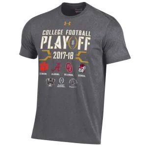 2018 College Football Playoffs Under Armour 4 Team Logo Gray T-Shirt