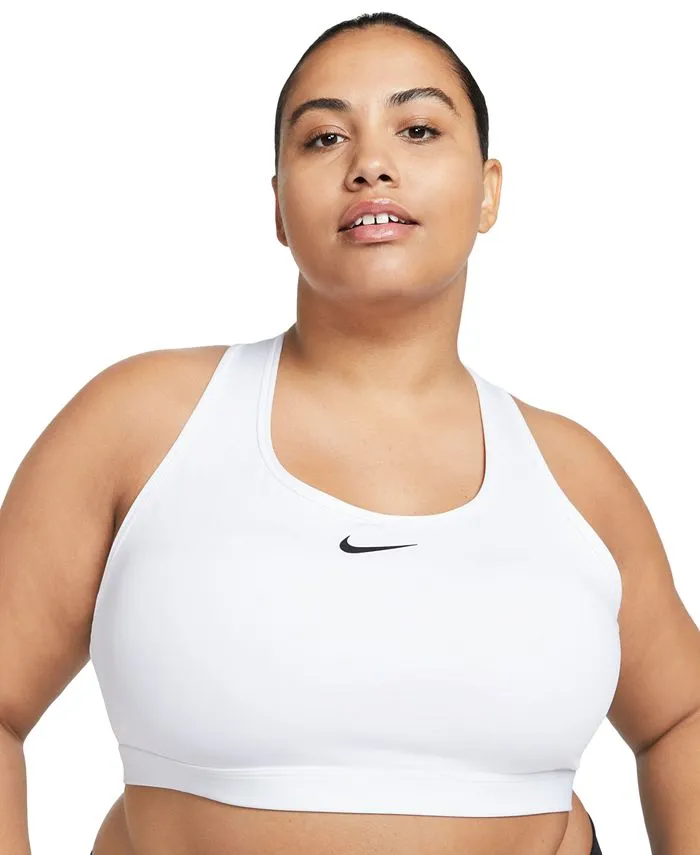 Active Medium Support Sports Bra with Soft Plus Size Logo ,  white