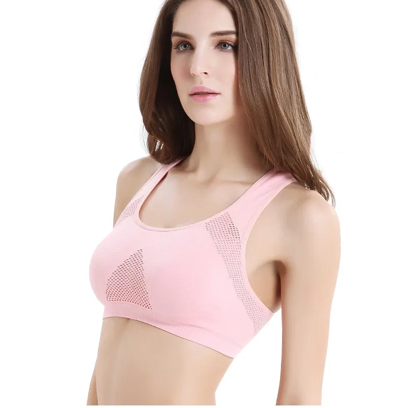 Breathable Sports Bra Absorbent Sweat Shockproof Padded Sports Bra Top Athletic Gym Running Fitness Yoga Sports Top