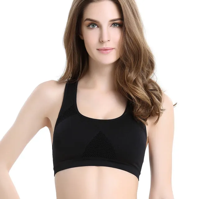 Breathable Sports Bra Absorbent Sweat Shockproof Padded Sports Bra Top Athletic Gym Running Fitness Yoga Sports Top