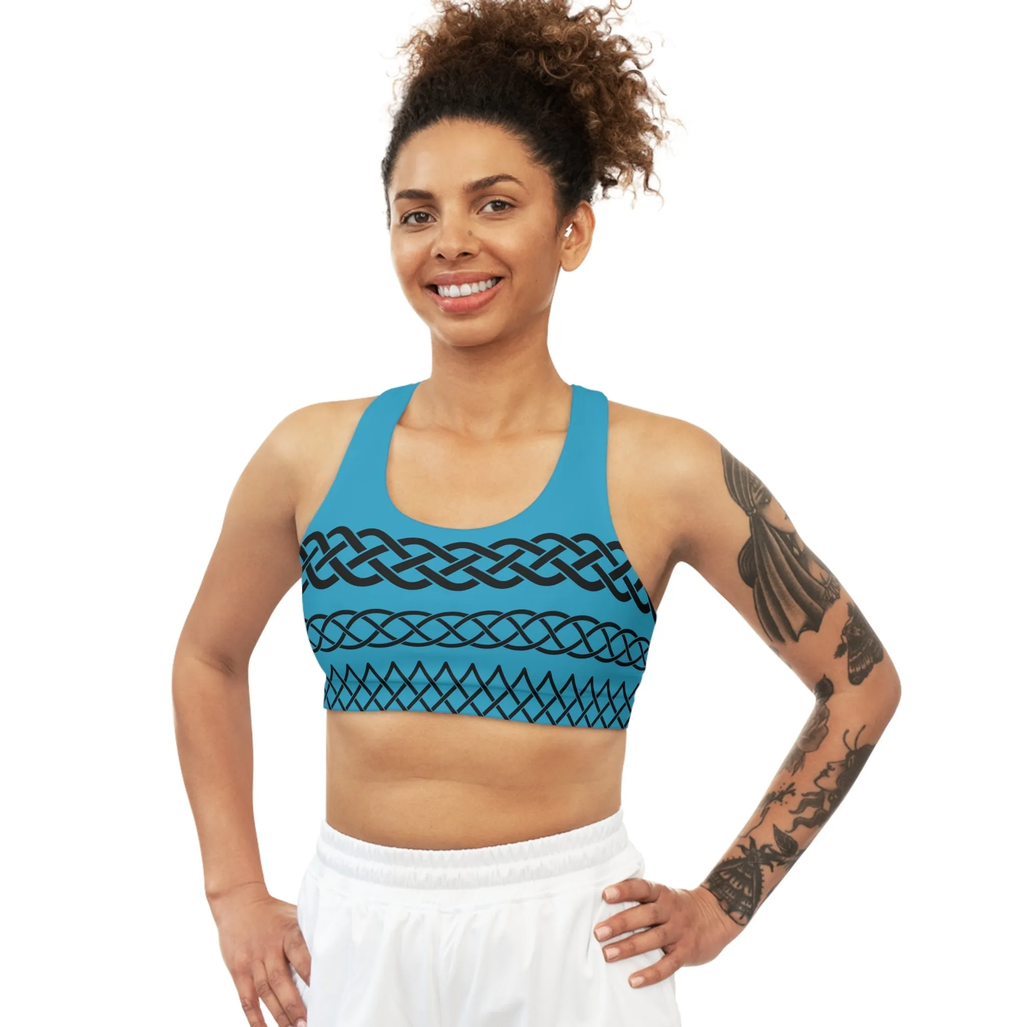 Celtic Tribal Tattoo - Turquoise Sports Bra - ZenGen USA ROCK SOLID