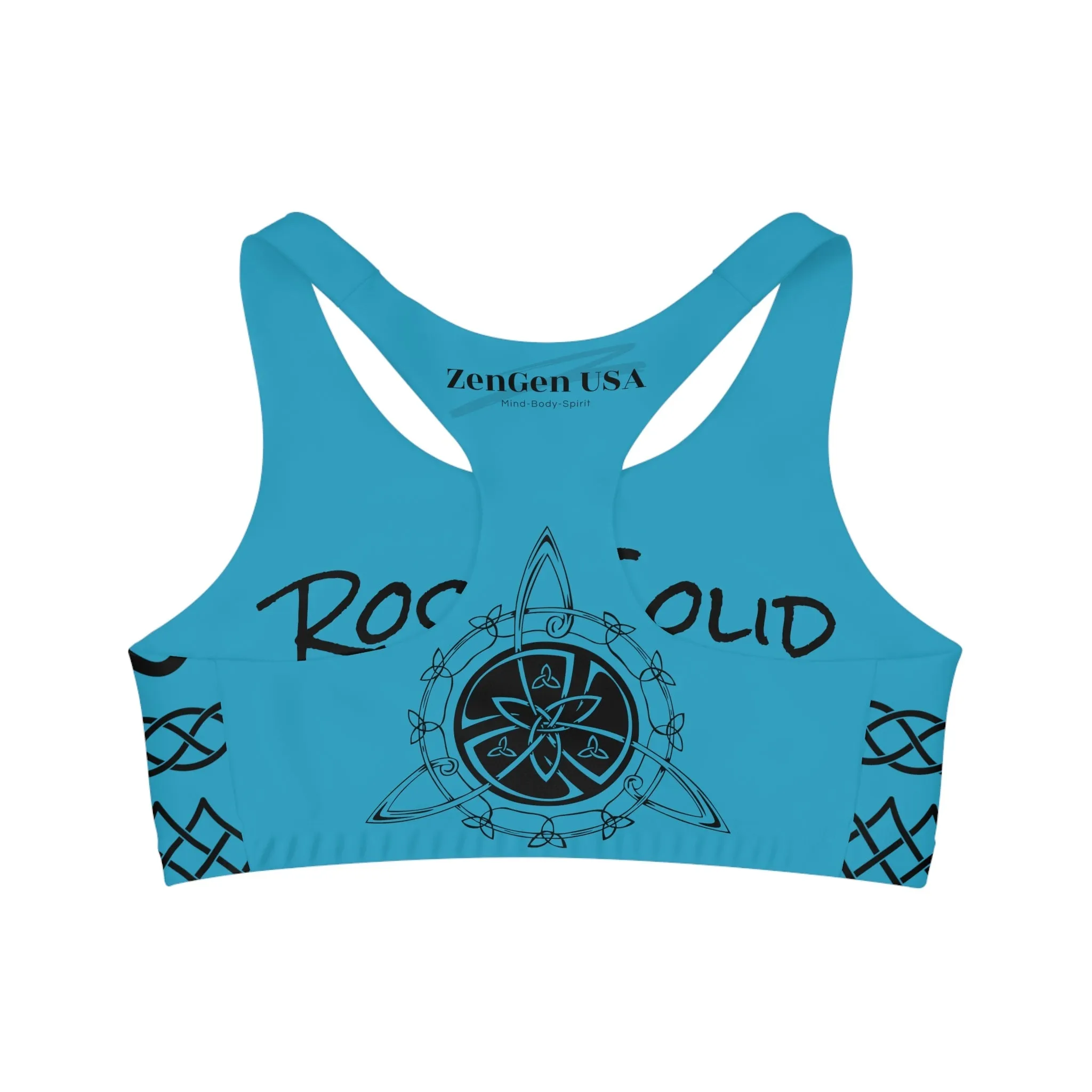 Celtic Tribal Tattoo - Turquoise Sports Bra - ZenGen USA ROCK SOLID