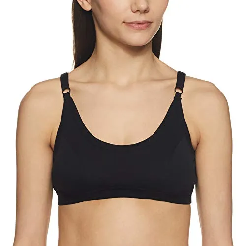 Clovia Women's Cotton Non-Padded Non-Wired Sports Bra (BR1304P13_Black_XXL)