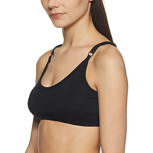 Clovia Women's Cotton Non-Padded Non-Wired Sports Bra (BR1304P13_Black_XXL)