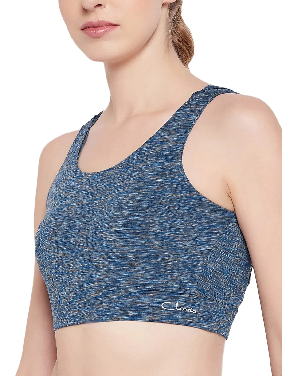 Clovia Women's Medium Impact Padded Sports Bra with Removable Cups (BRS062P08_Blue_XL)