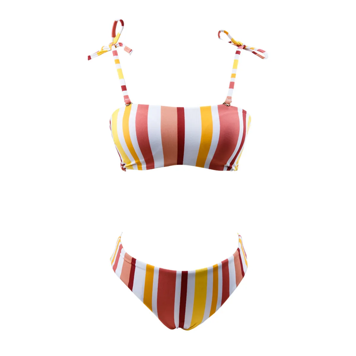 Colorful Stripe Bandeau Bikini Swimwear