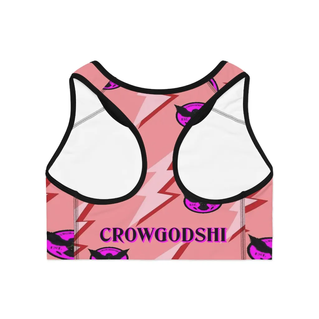 Crowgodshi Designer Pink Lightning Sports Bra