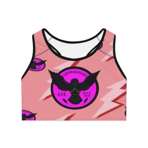 Crowgodshi Designer Pink Lightning Sports Bra