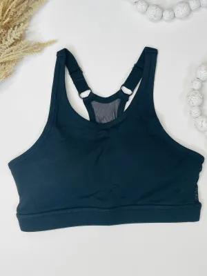 Cutout Mesh Racerback Sports Bra