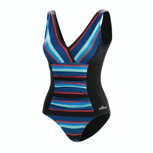 Dolfin Aquashape Blue Multi Stripe V-Neck Panel