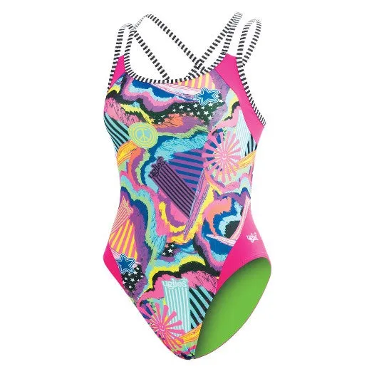 DOLFIN Uglies Shooting Star Double Strap Open Keyhole Back 1-Piece