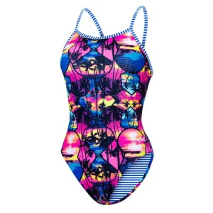 DOLFIN Uglies Womens Fragment Double Strap Back One Piece Swimsuit