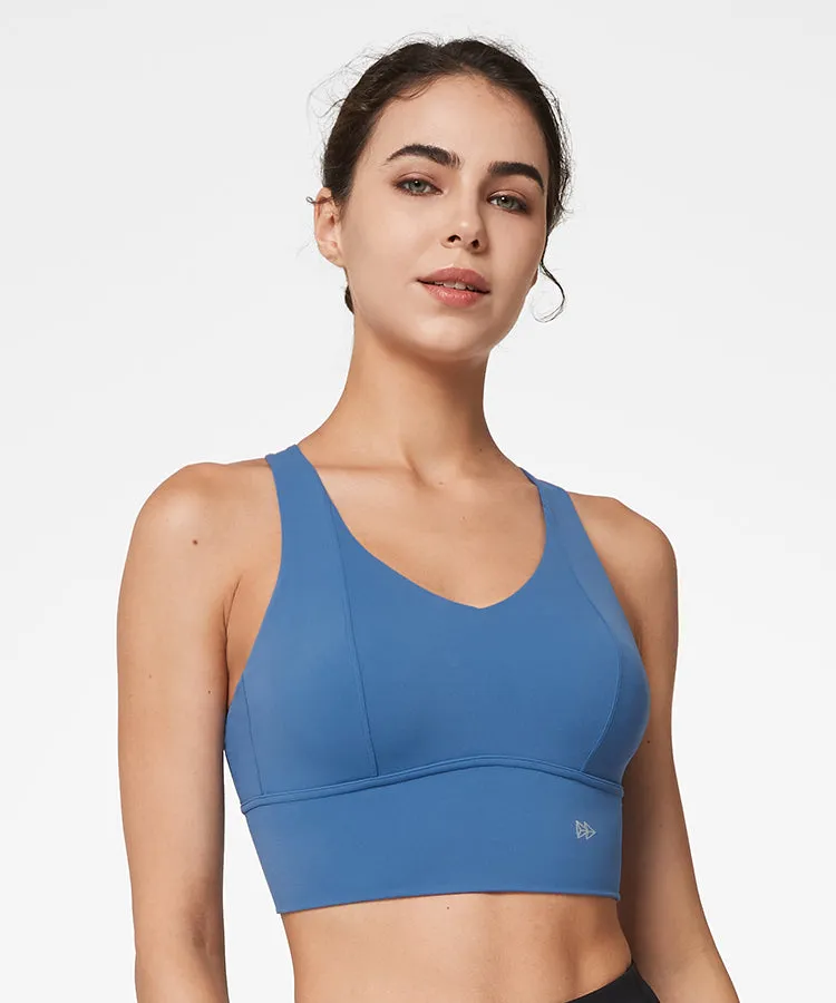 Echo Long Double Cross Straps Padded Yoga Bra | Women's Light Support Sports Bra