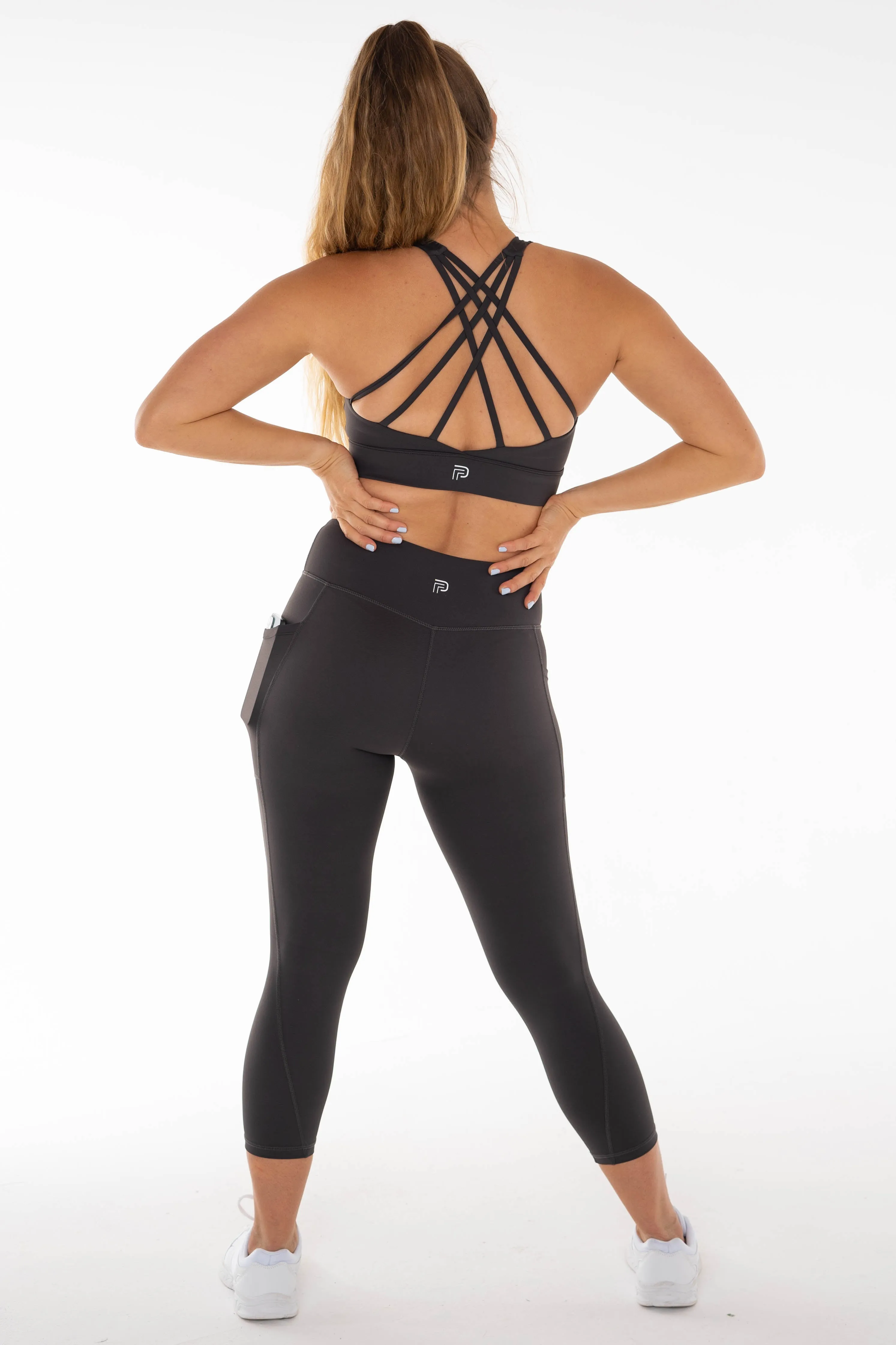 Empower Charcoal Strappy Sports Bra