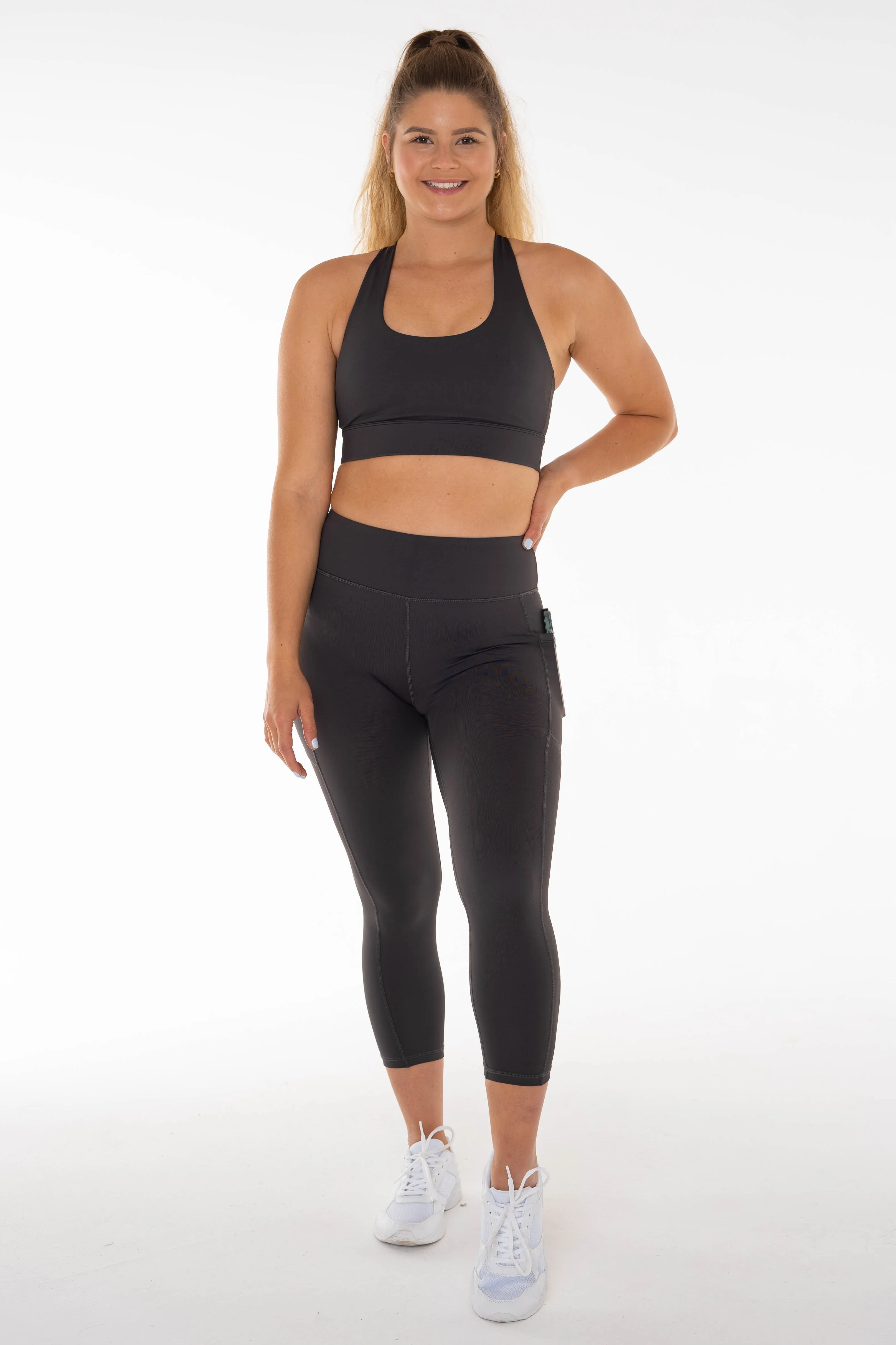 Empower Charcoal Strappy Sports Bra