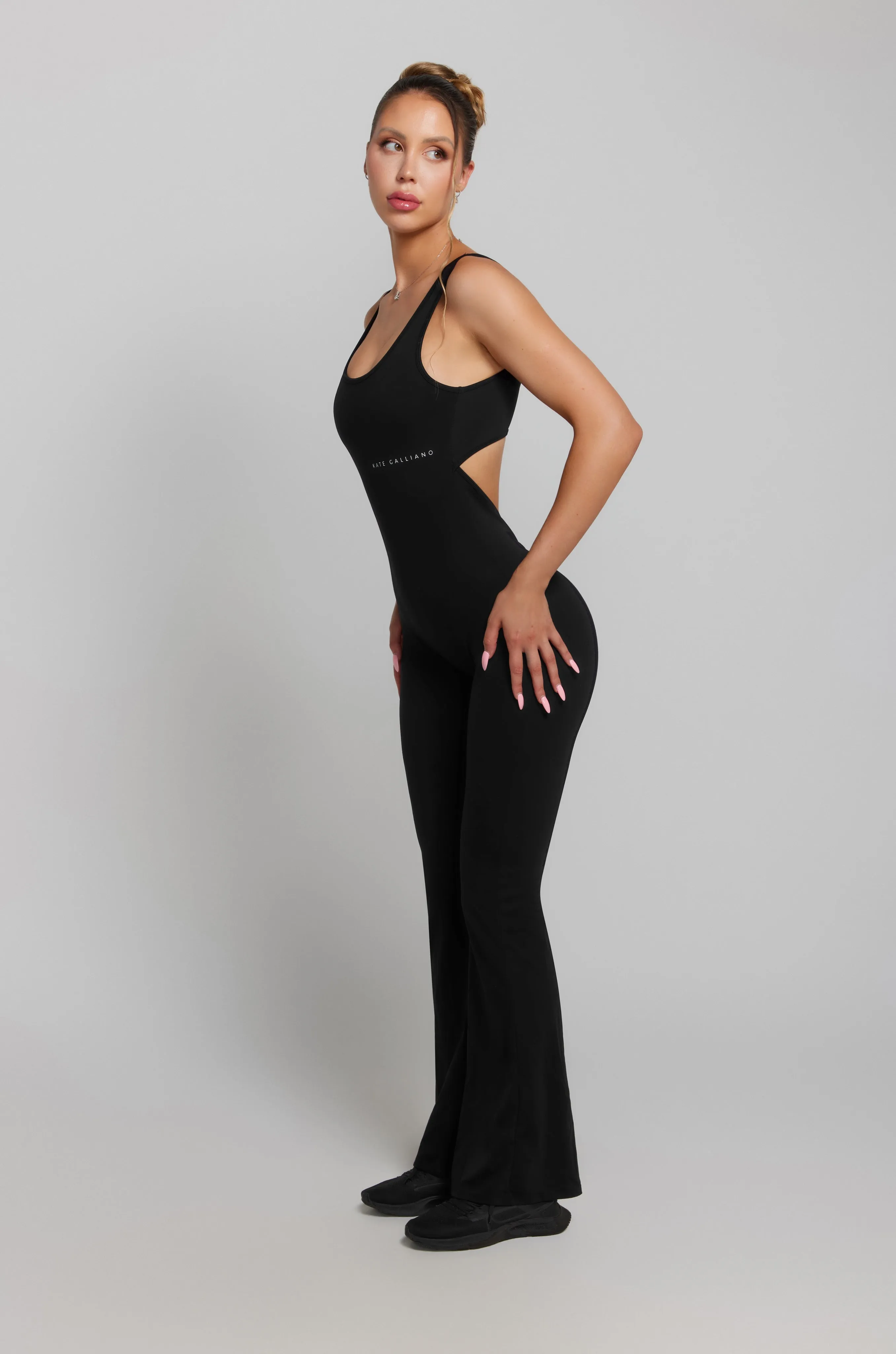 Flared Scrunch Jumpsuit - Black