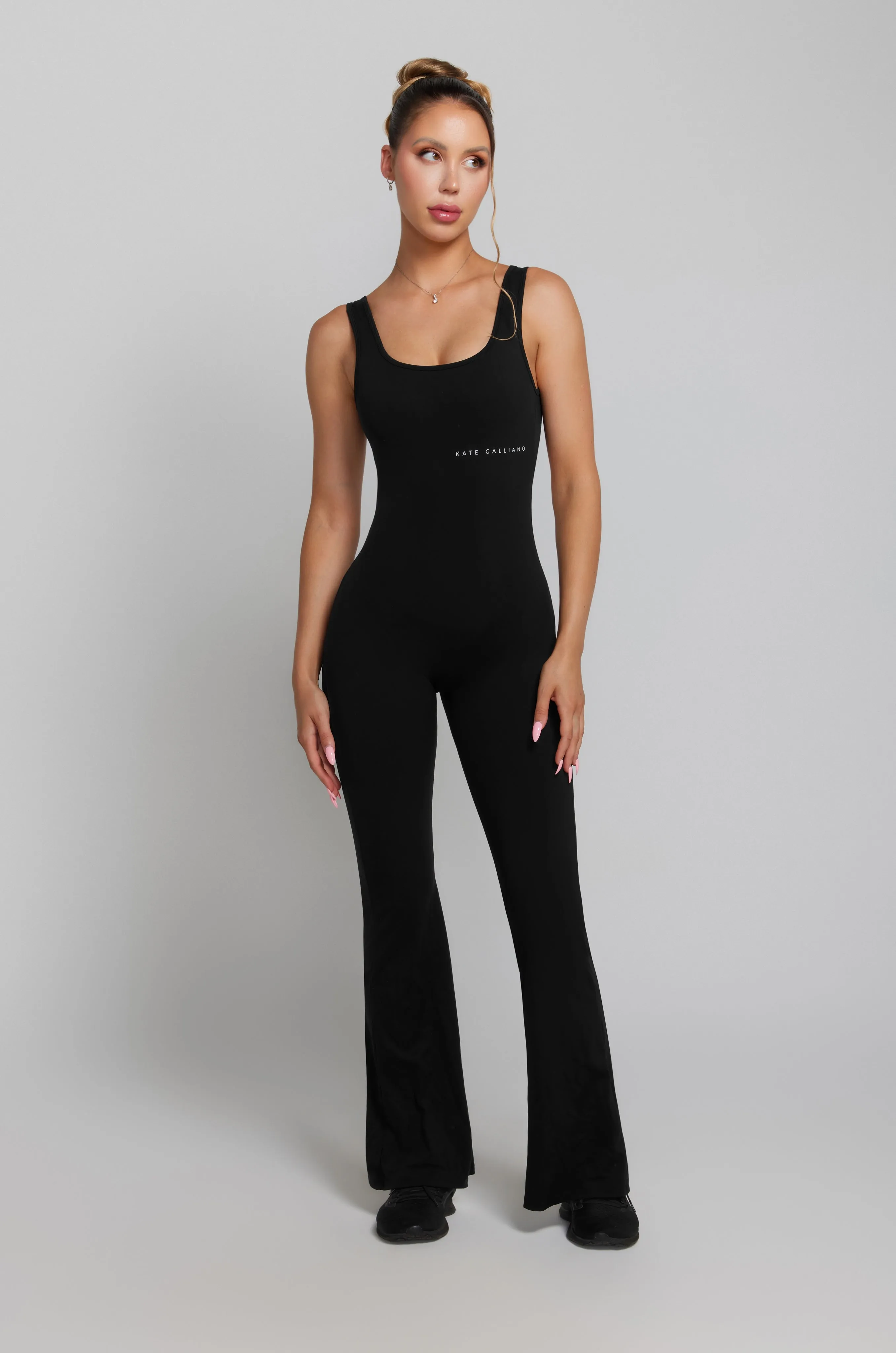 Flared Scrunch Jumpsuit - Black