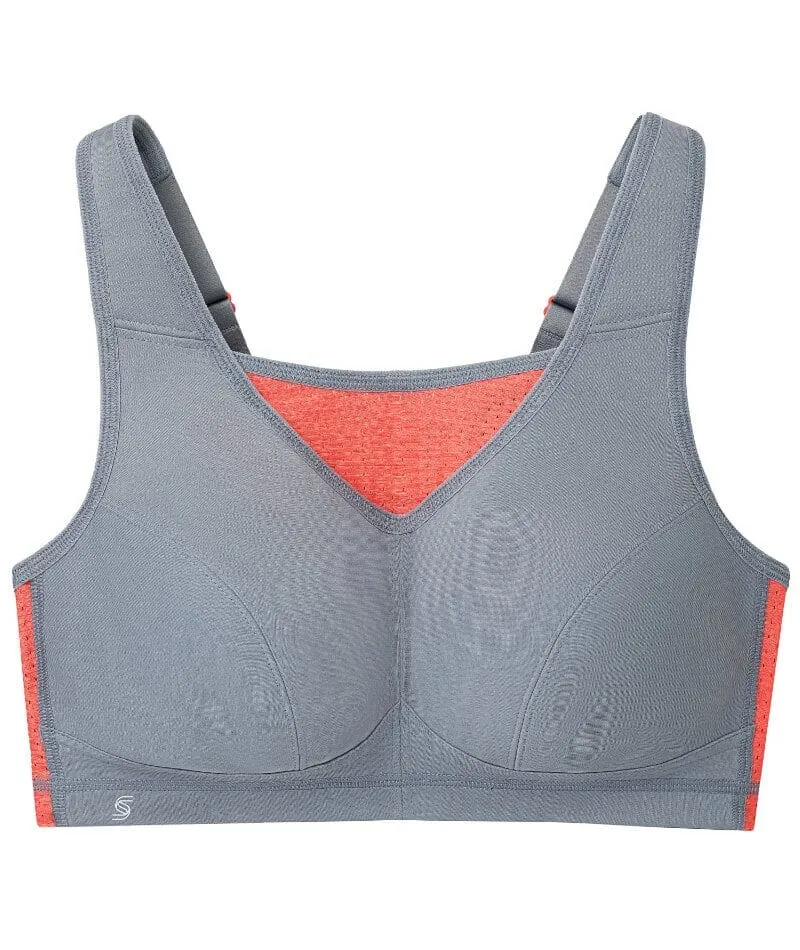 Glamorise No-Bounce Camisole Elite Wire-Free Sports Bra - Gray/Coral