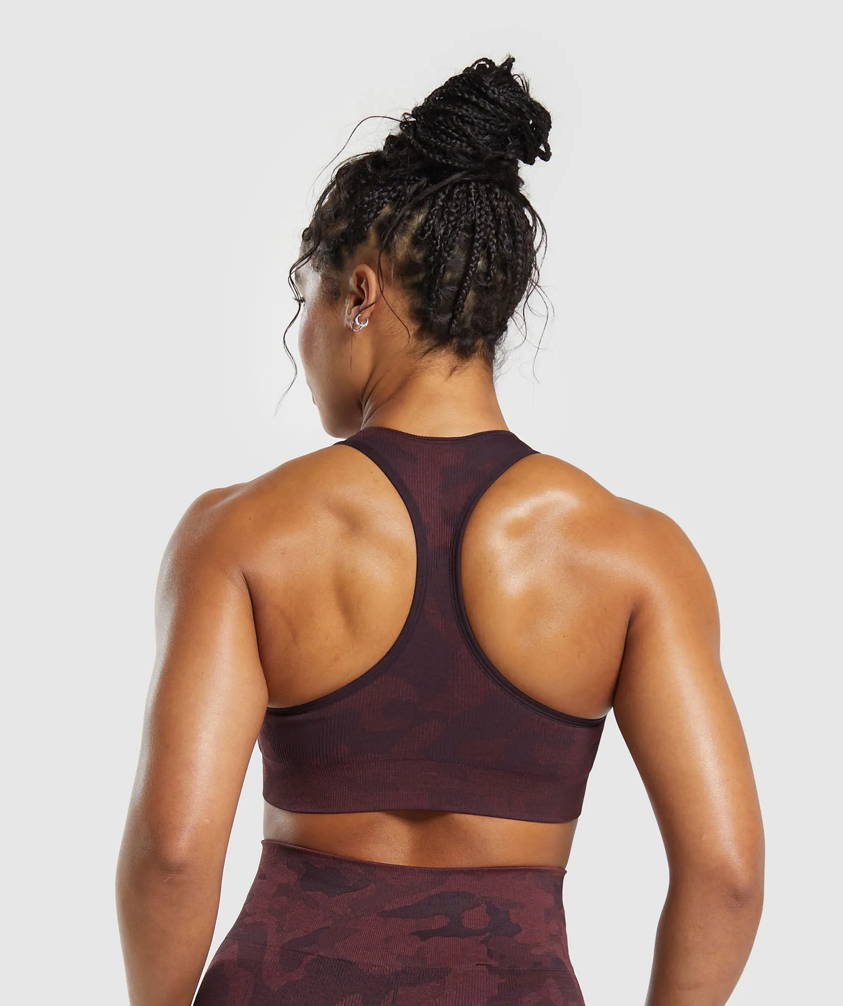 Gymshark Adapt Camo Seamless Sports Bra - Plum Brown/Burgundy Brown