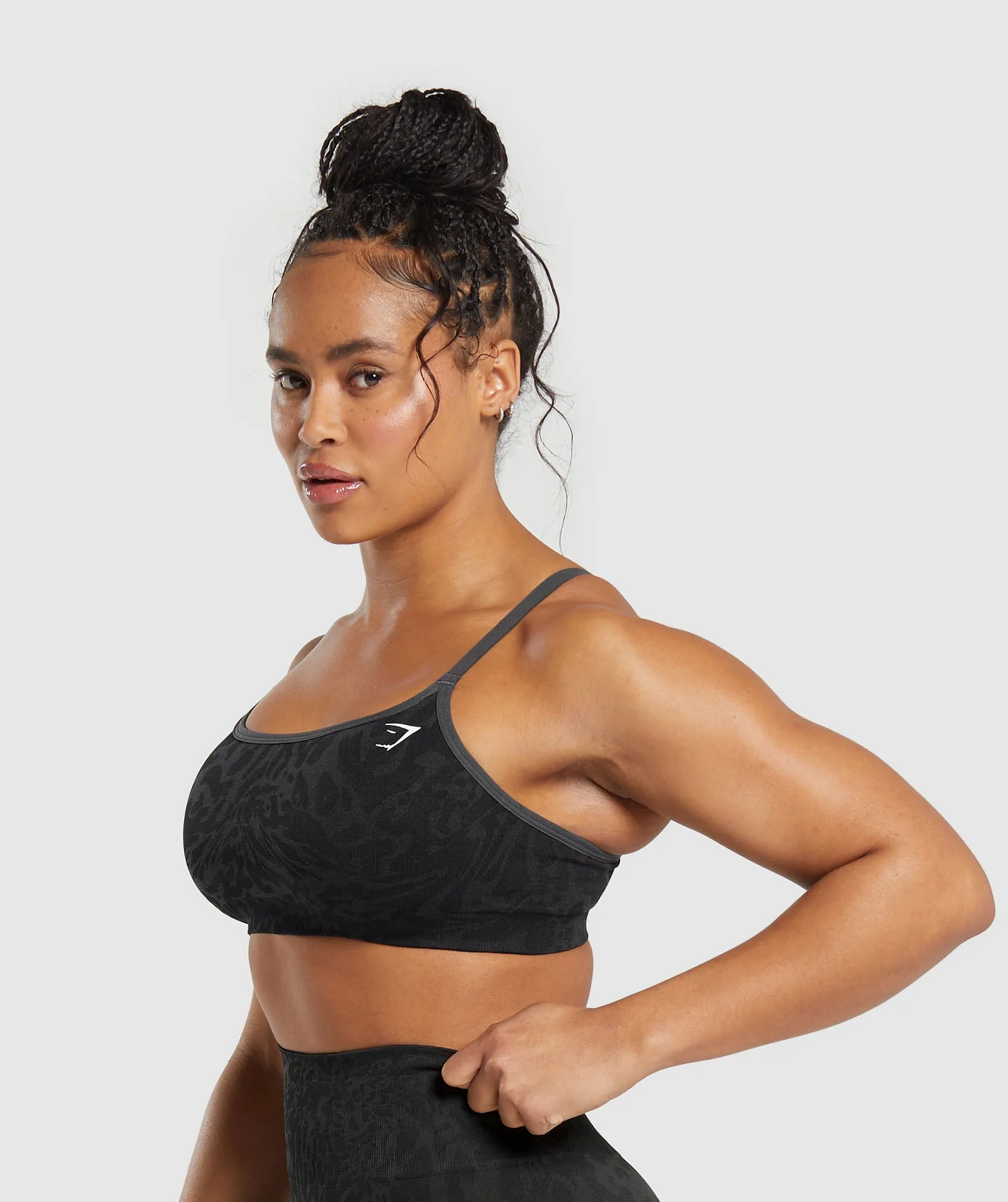 Gymshark Adapt Safari Seamless Sports Bra - Black/Asphalt Grey