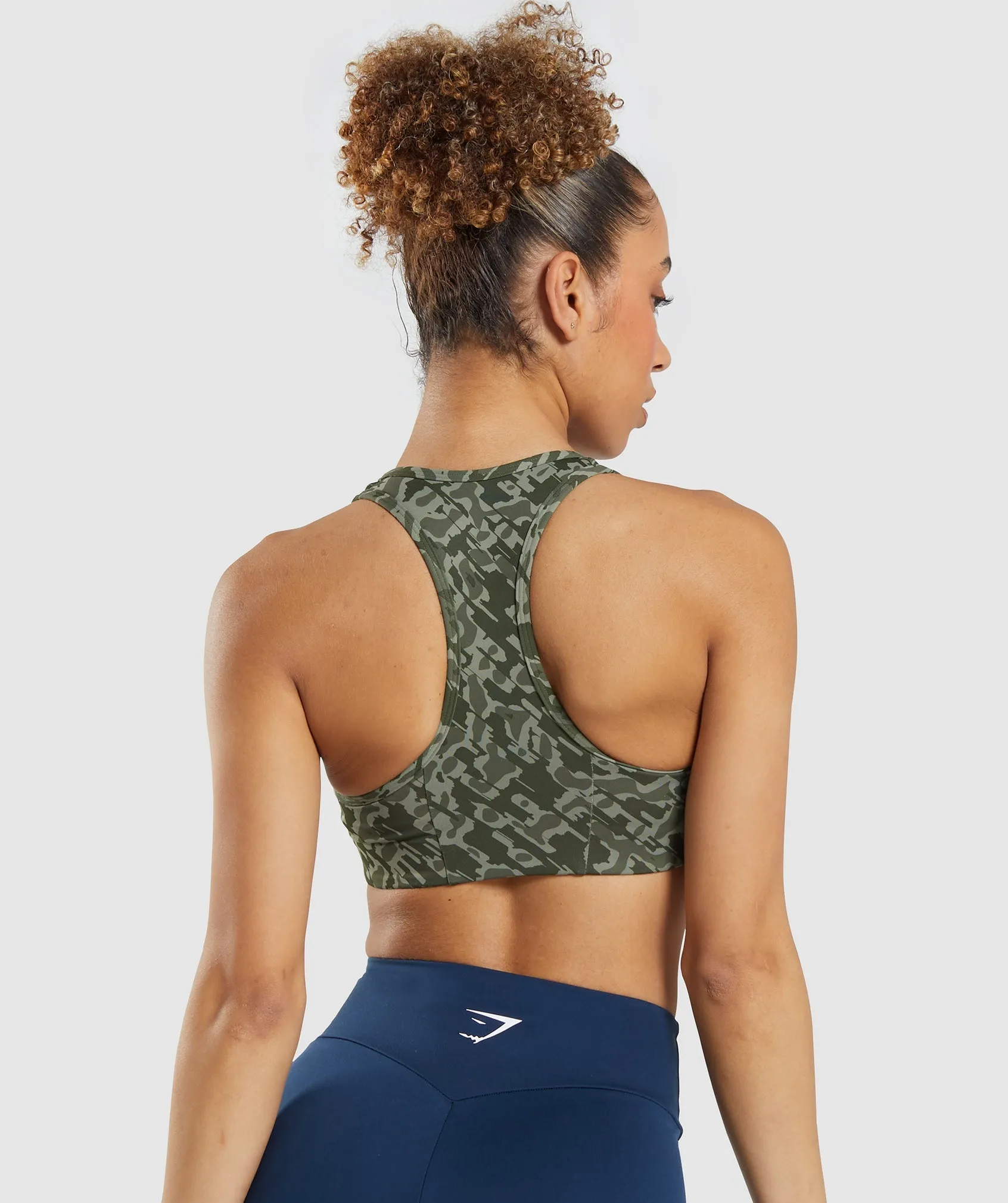 Gymshark Essential Racer Back Sports Bra - Green Print