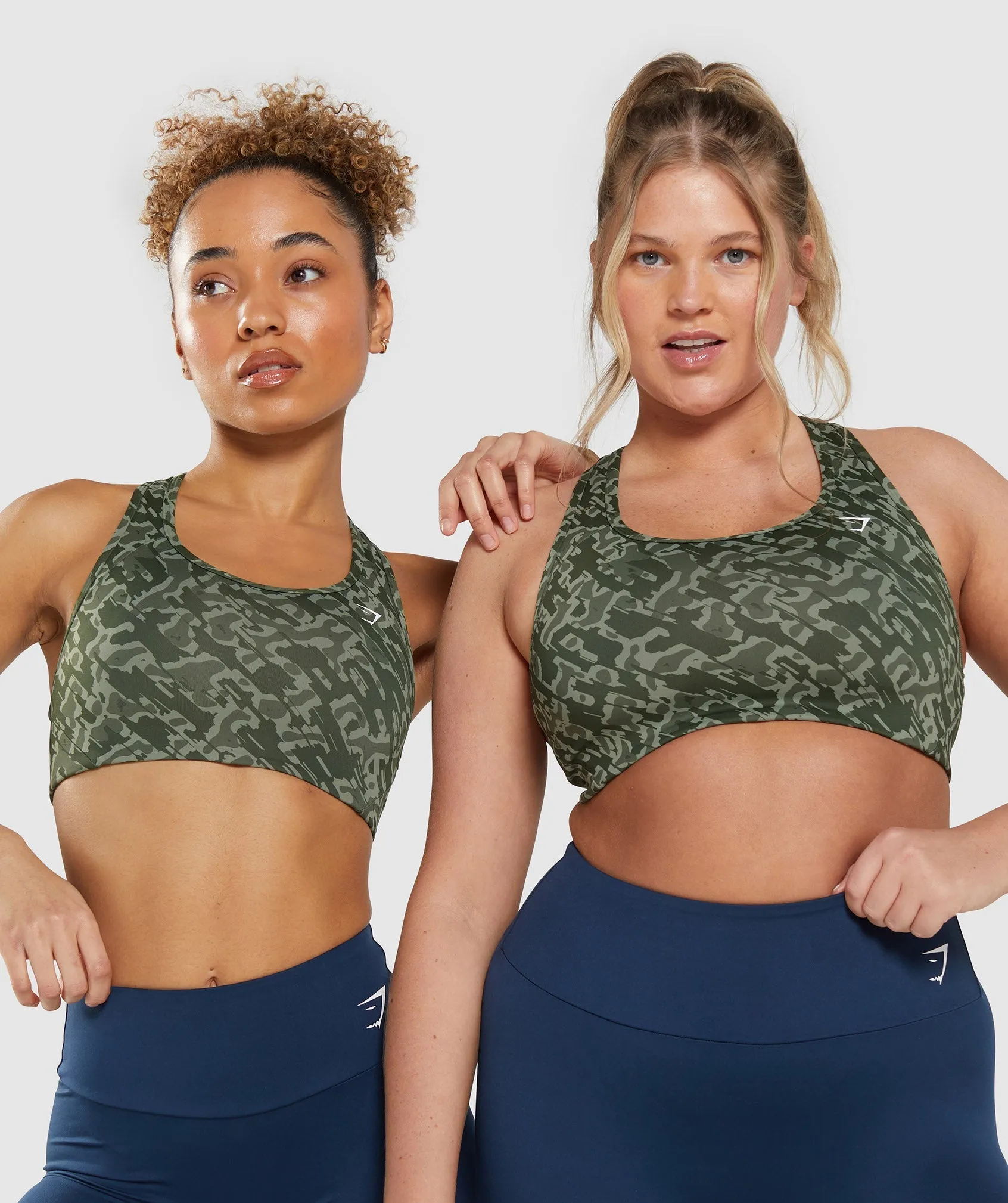 Gymshark Essential Racer Back Sports Bra - Green Print