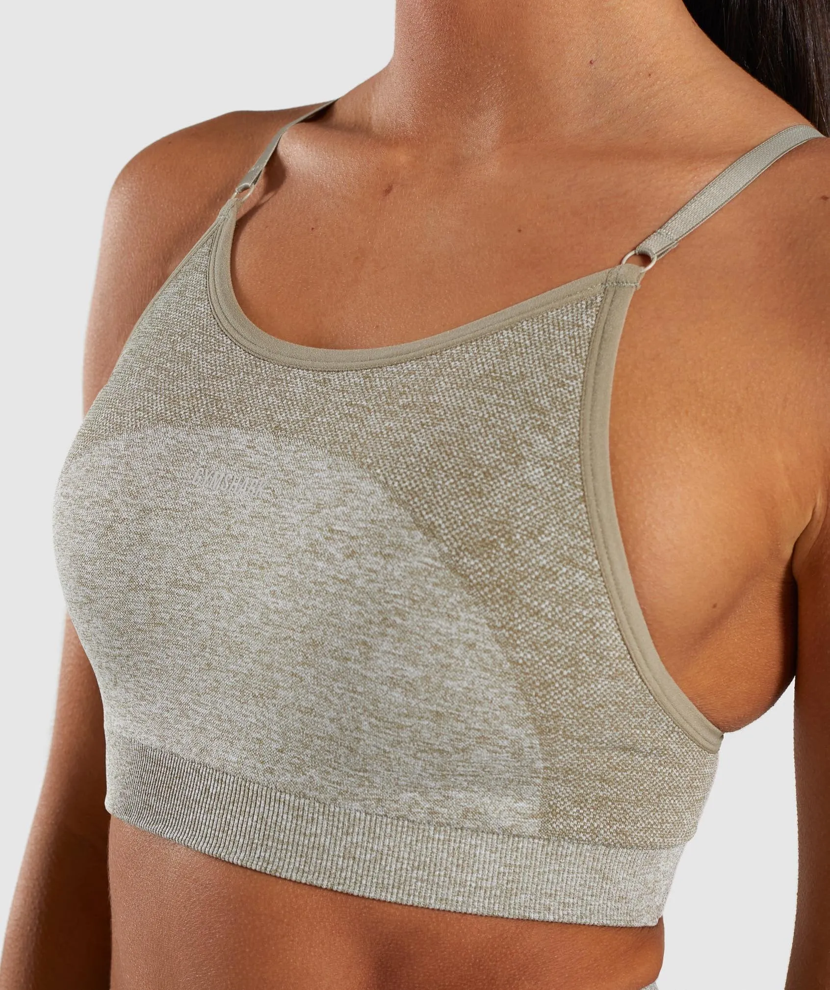 Gymshark Flex Strappy Sports Bra - Washed Khaki Marl/Blush Nude