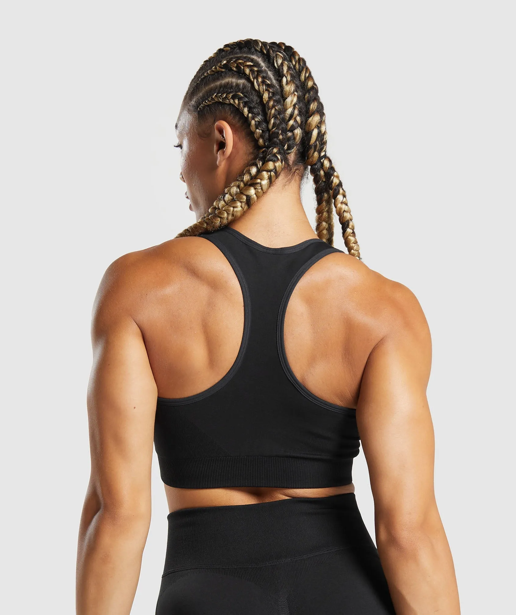 Gymshark Lift Contour Seamless Sports Bra - Black/Black Marl