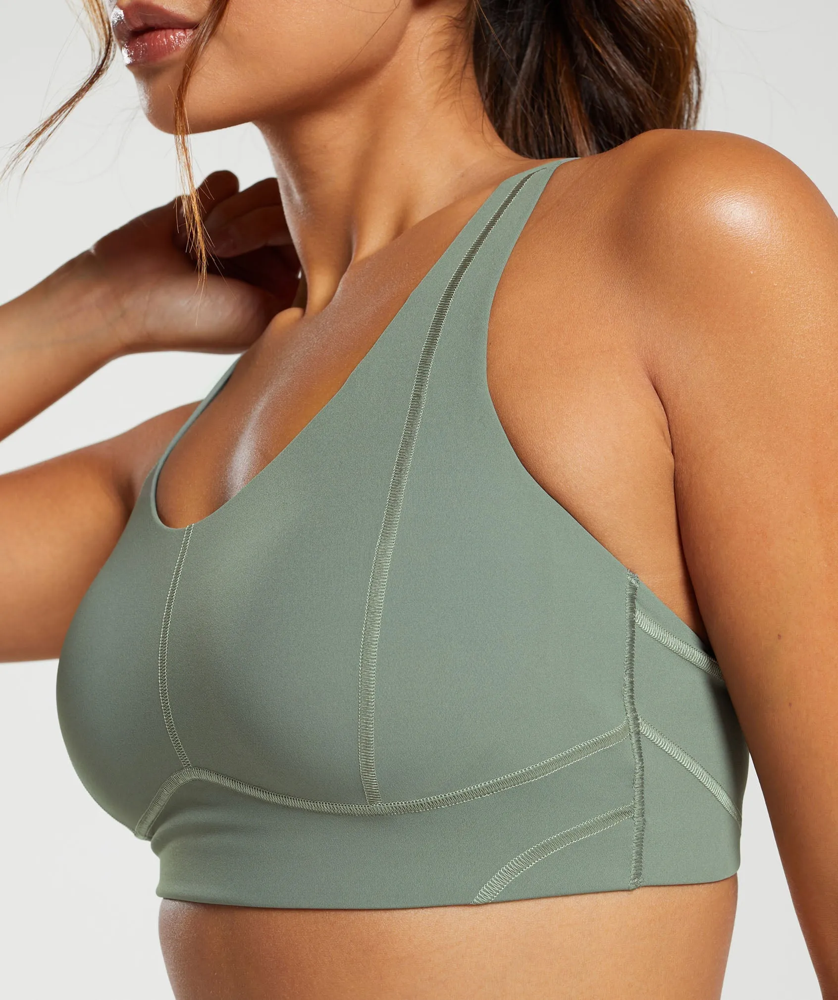 Gymshark Stitch Feature Sports Bra - Unit Green