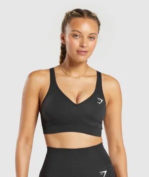 Gymshark Vital Seamless 2.0 V Neck Sports Bra - Black Marl