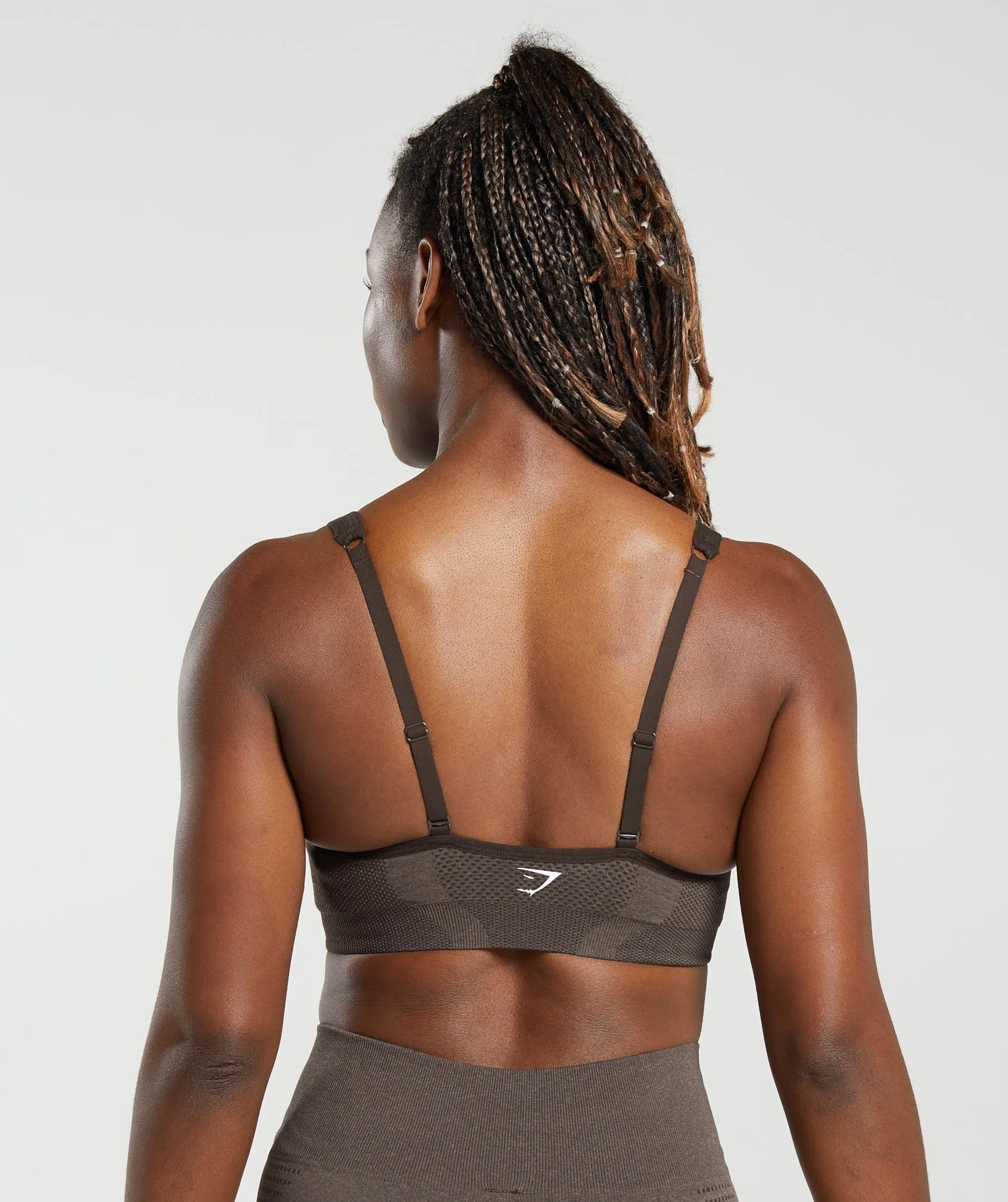 Gymshark Vital Seamless 2.0 V Neck Sports Bra - Brown Marl