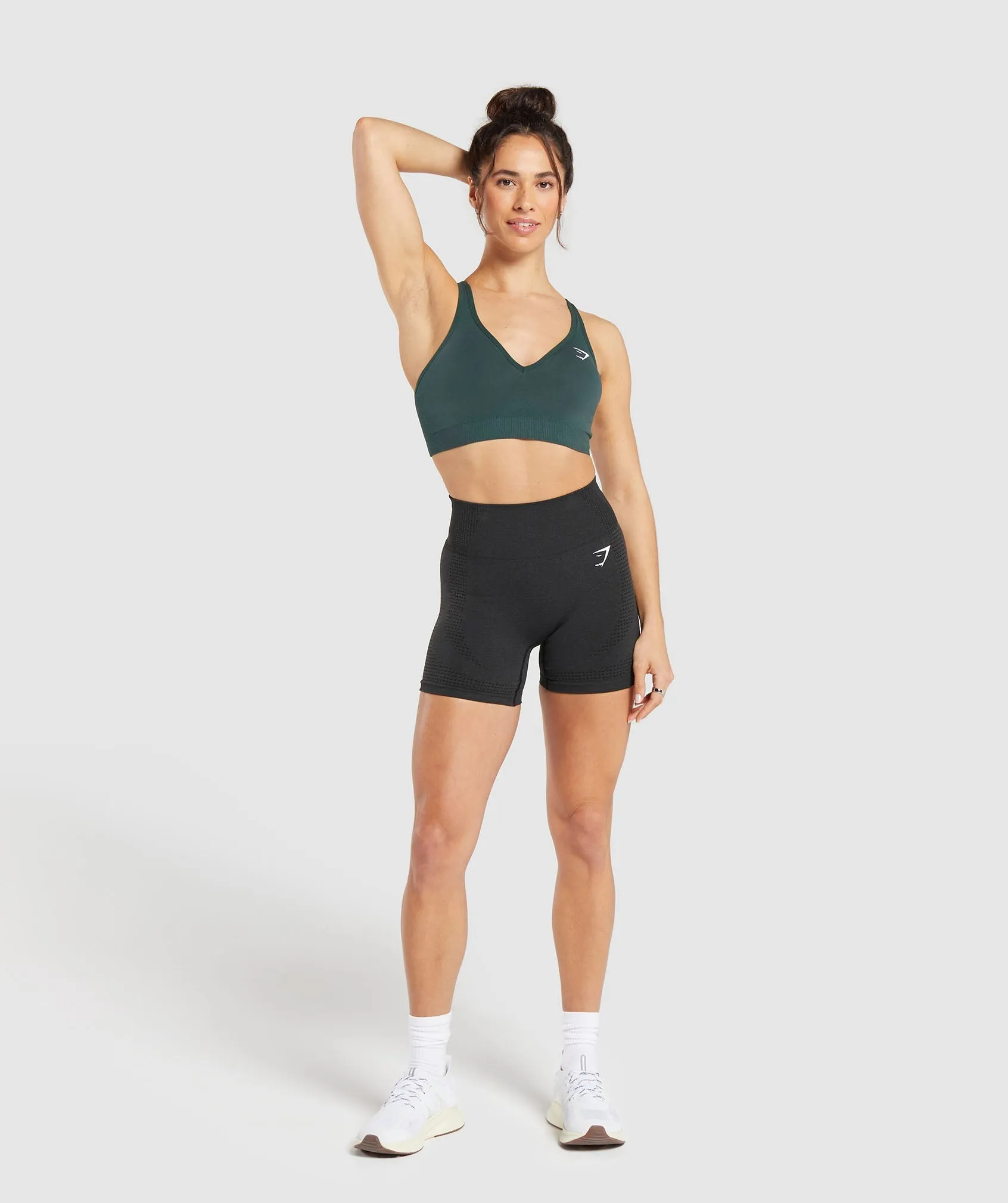 Gymshark Vital Seamless 2.0 V Neck Sports Bra - Woodland Green Marl