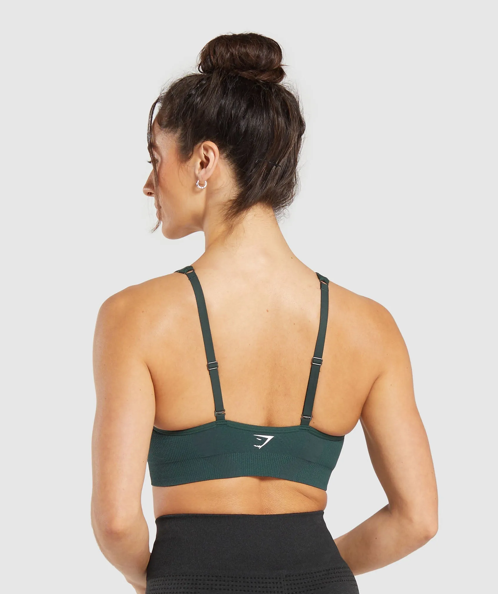 Gymshark Vital Seamless 2.0 V Neck Sports Bra - Woodland Green Marl