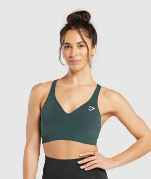 Gymshark Vital Seamless 2.0 V Neck Sports Bra - Woodland Green Marl