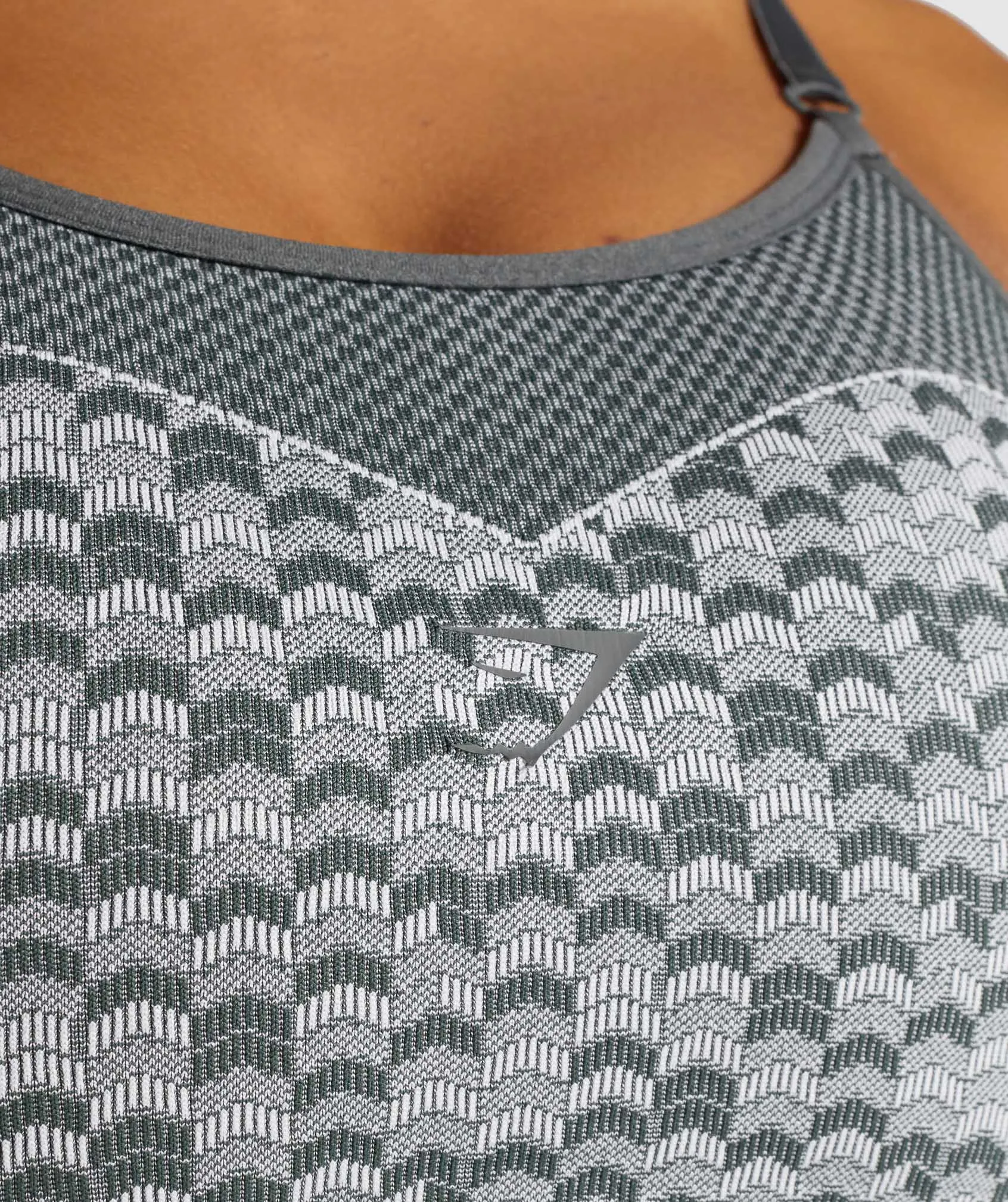 Gymshark WTFlex Seamless Strappy Sports Bra - Chevron | Charcoal