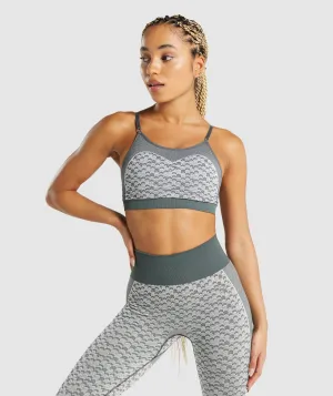 Gymshark WTFlex Seamless Strappy Sports Bra - Chevron | Charcoal