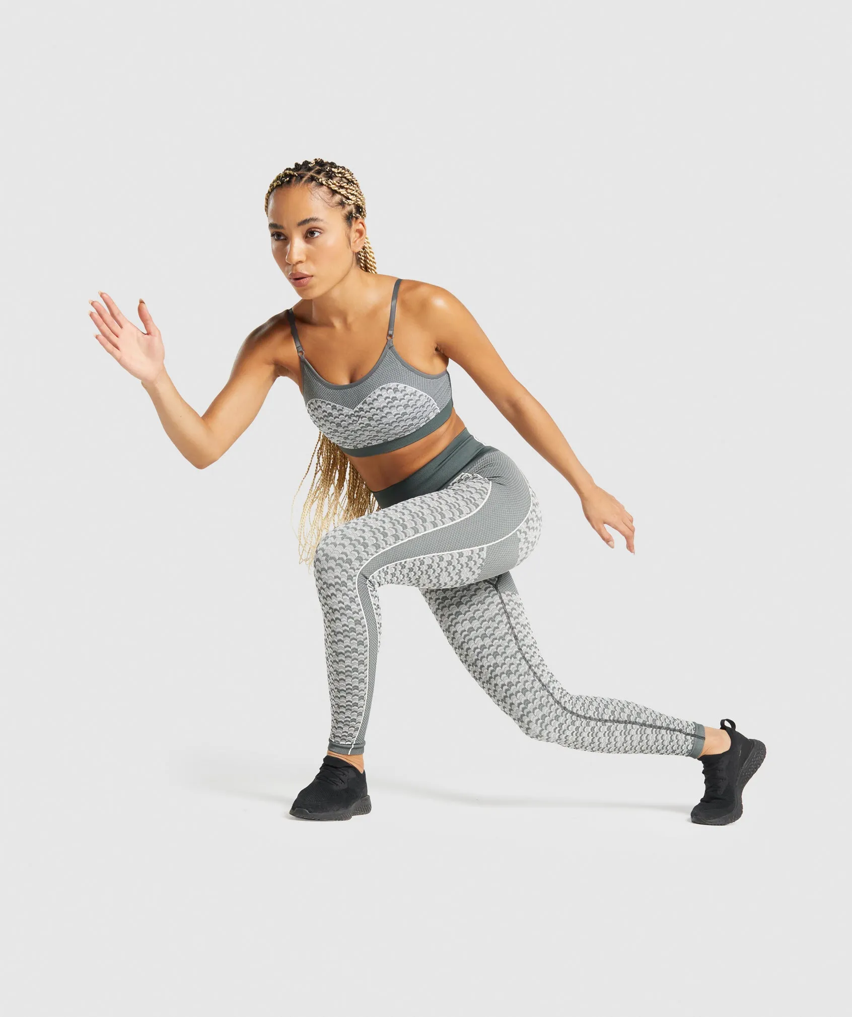 Gymshark WTFlex Seamless Strappy Sports Bra - Chevron | Charcoal