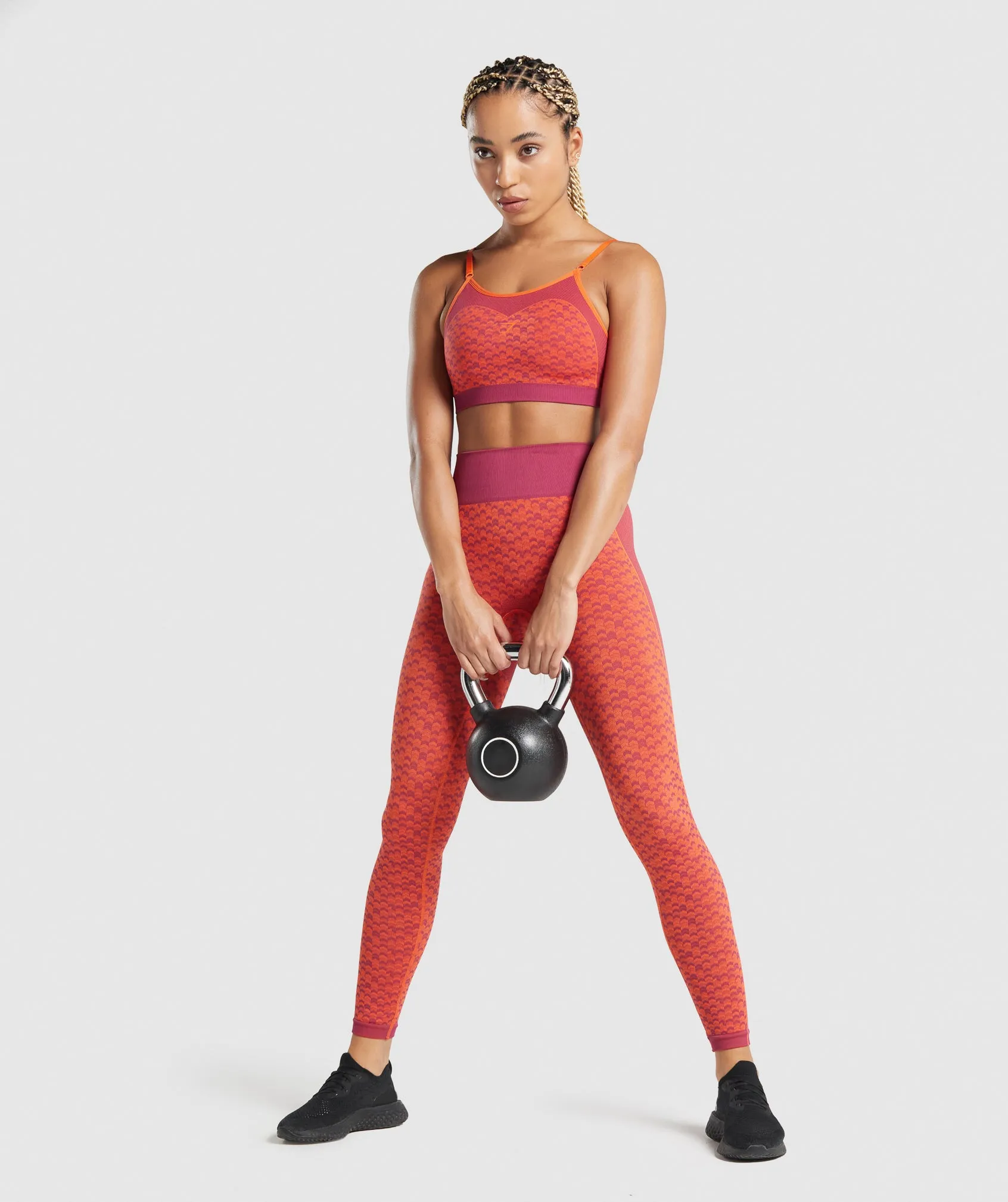 Gymshark WTFlex Seamless Strappy Sports Bra - Chevron | Pink