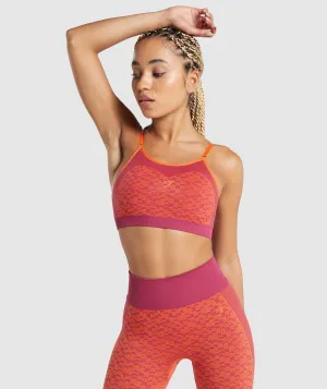 Gymshark WTFlex Seamless Strappy Sports Bra - Chevron | Pink