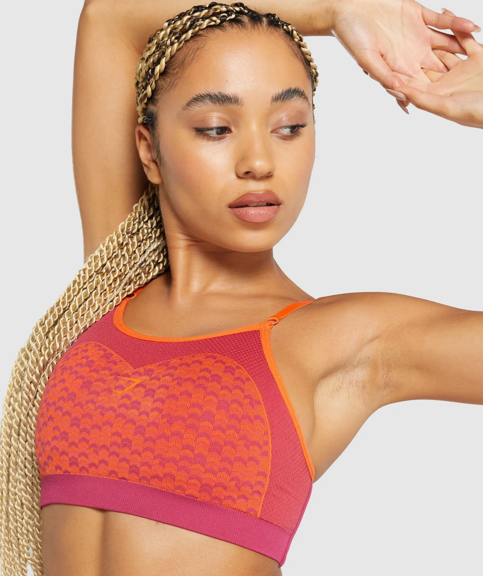 Gymshark WTFlex Seamless Strappy Sports Bra - Chevron | Pink