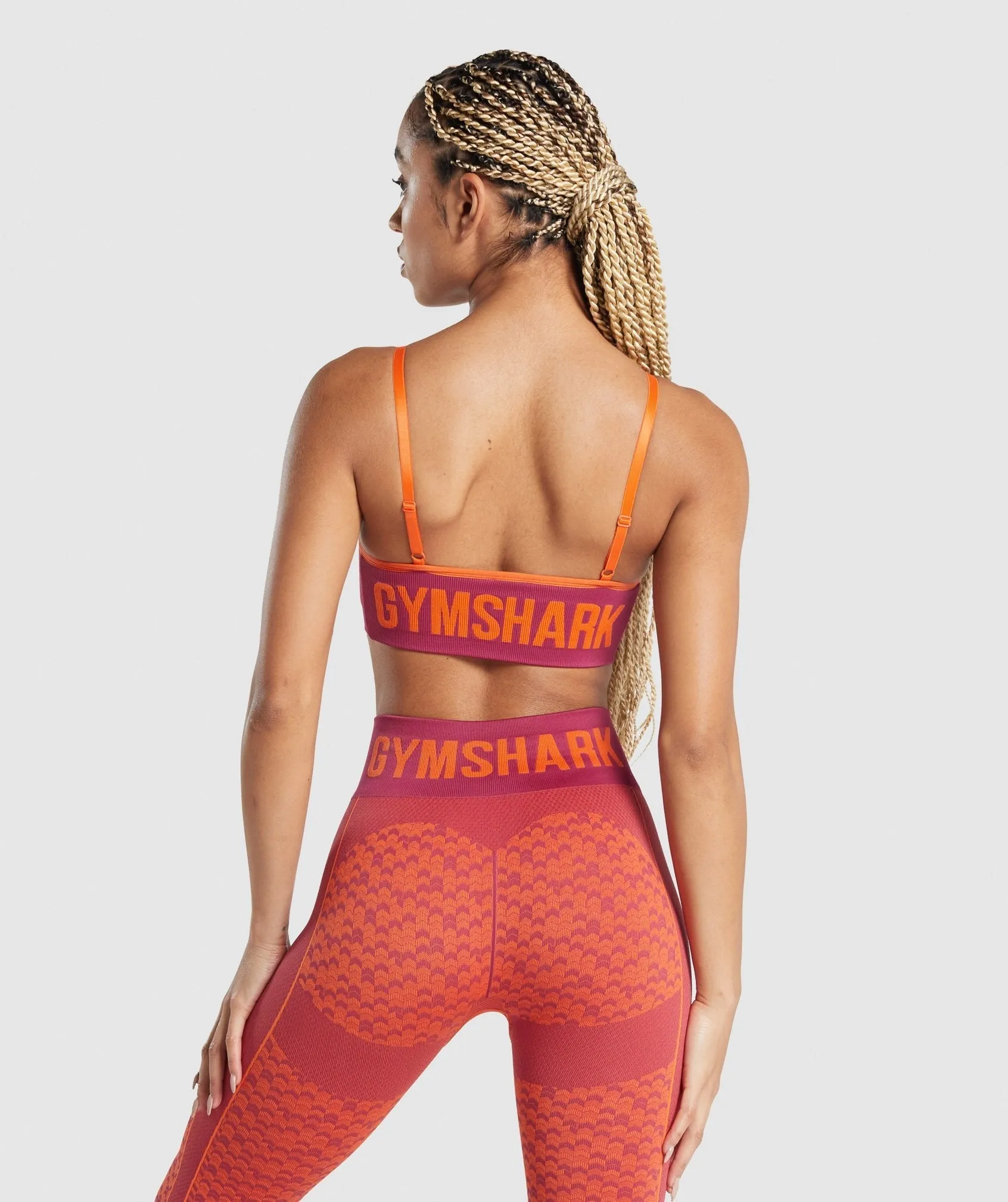 Gymshark WTFlex Seamless Strappy Sports Bra - Chevron | Pink