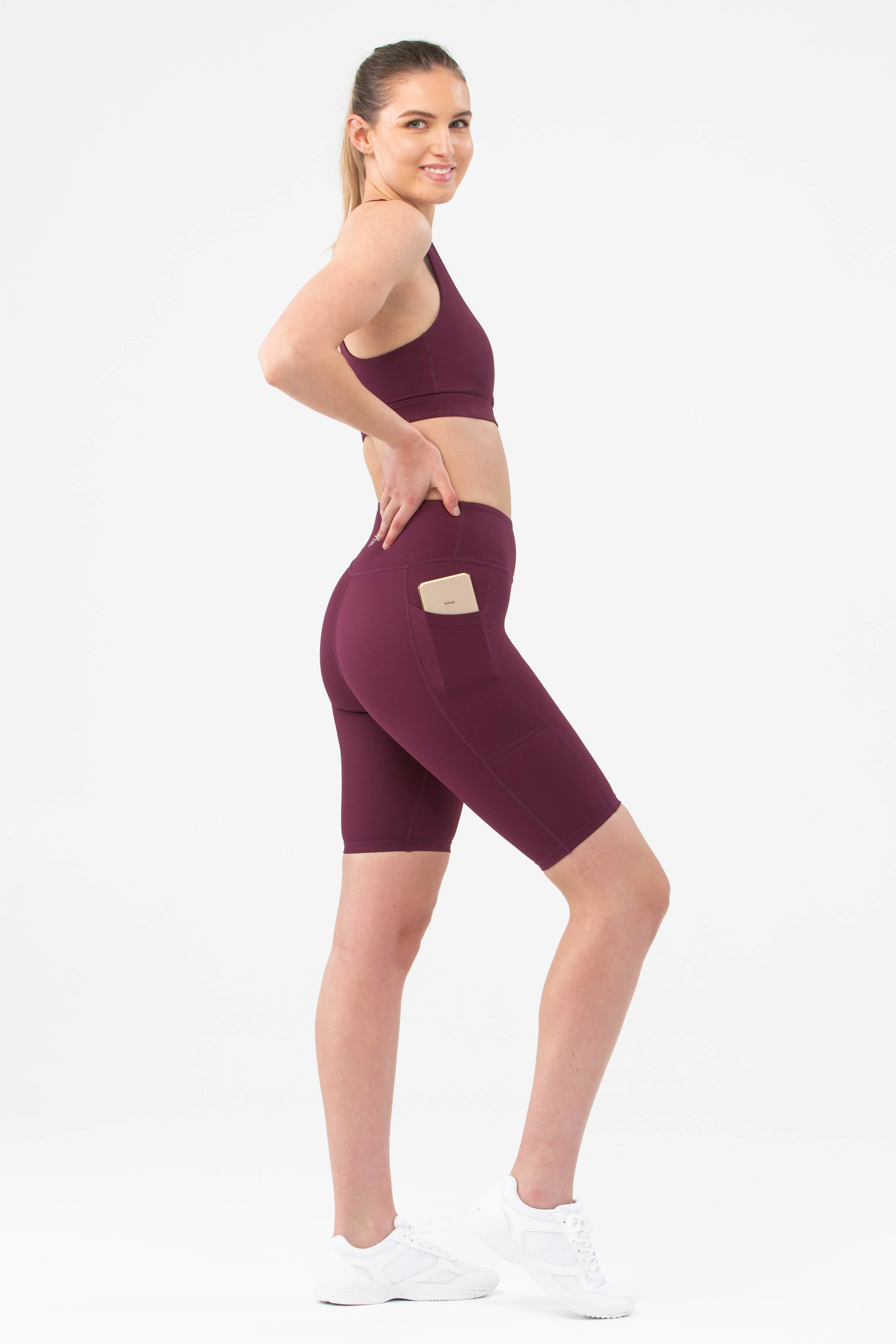 High Rise Berry Pocket Bike Shorts