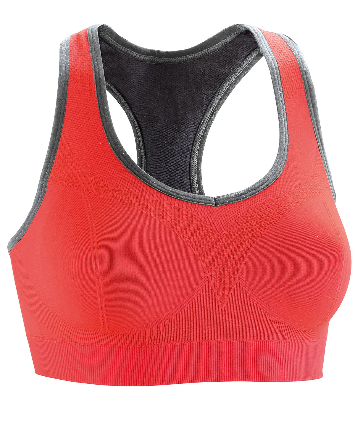 Hot Coral/Phantom Grey - Women's fitness compression sports bra top