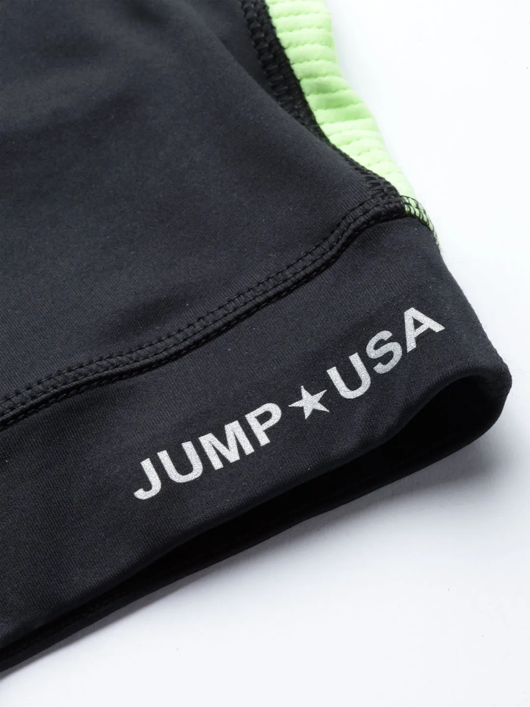 JUMP USA Women Black & Green Solid Rapid-Dry Sports Bra with Tights