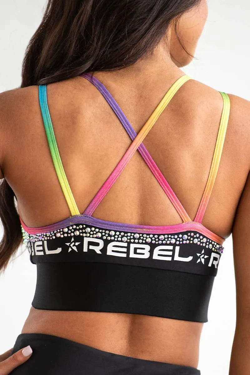 Lara Sports Bra in Rainbow Crystal