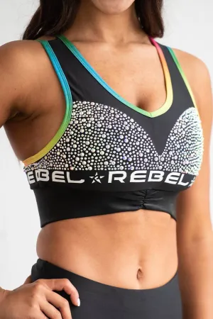 Lara Sports Bra in Rainbow Crystal