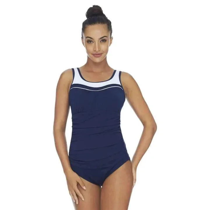 Mastectomy Scoop Rouch One Piece Navy