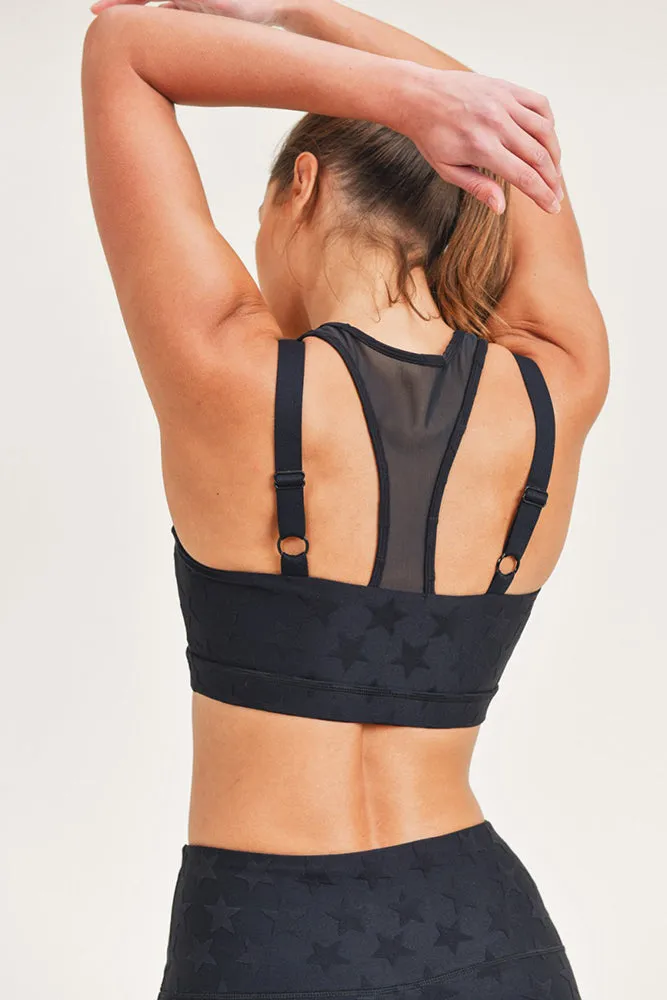 Mono B Textured Star Jacquard TACTEL® Sports Bra